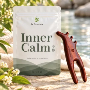 image of the inner calm duo bundle showing the inner calm patches and ear massage tool